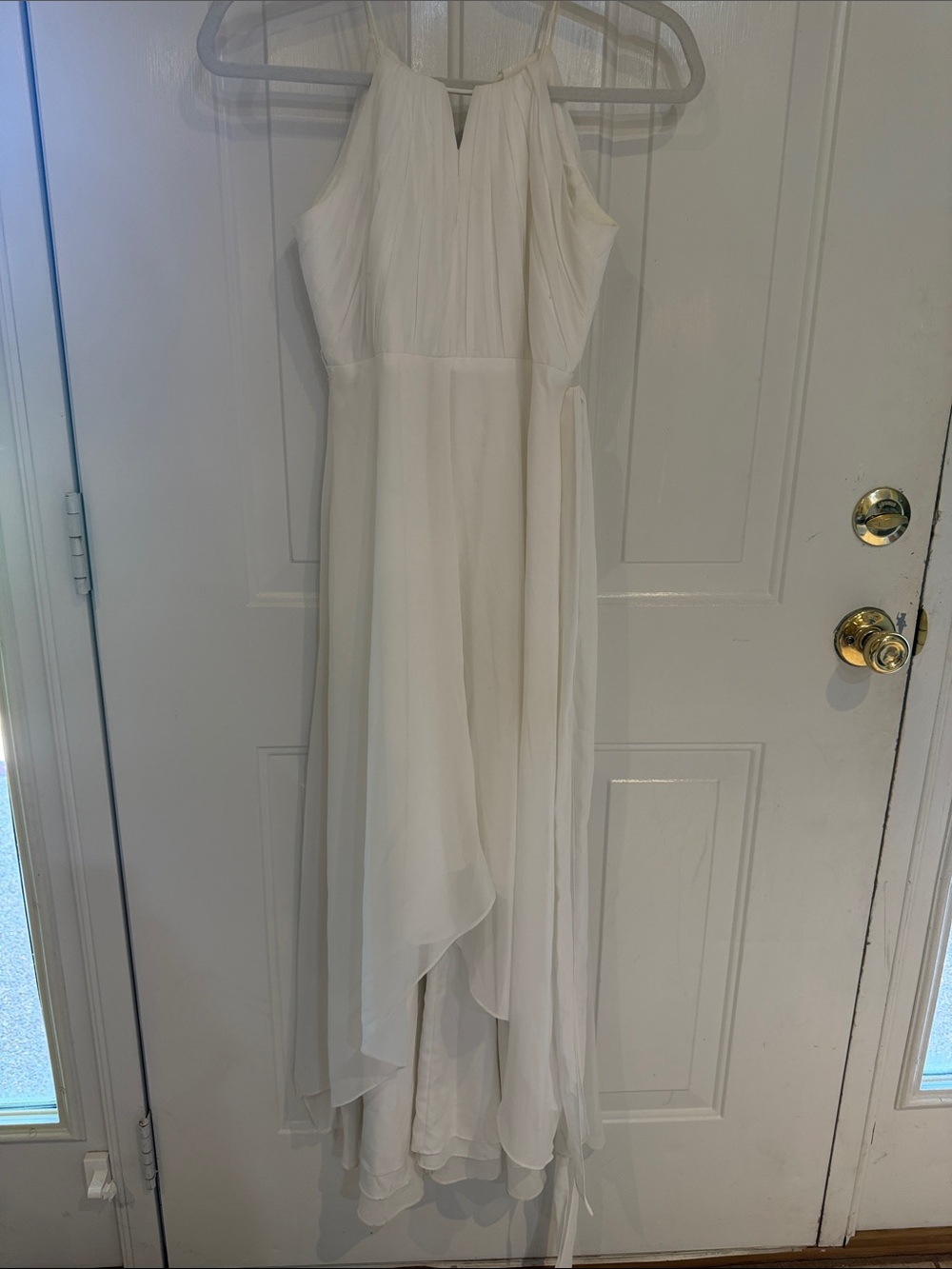 Asazi - Junior (12) White Halter Maxi Dress